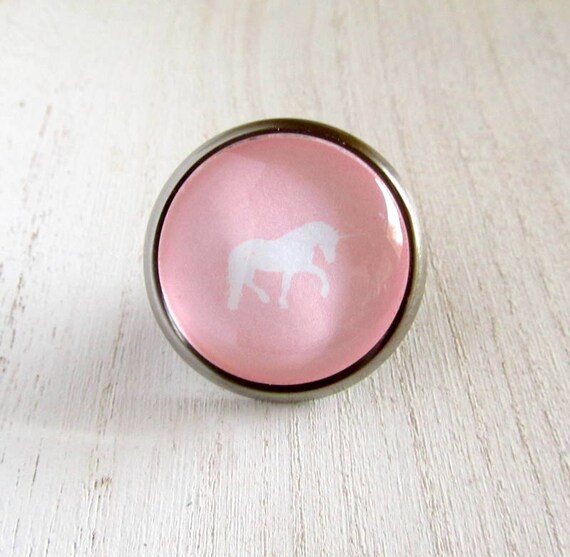 Unicorn Nursery Knob Pink Glass Dresser Drawer Cabinet Metal Etsy