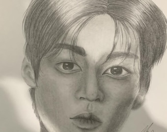 Custom realistic drawing-Black and white-Gift-personalised fanart-Artwork-Collectable-Physical Drawing-Traditional Artwork