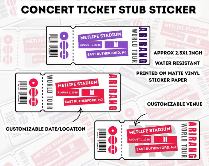 K-pop Concert BTS Tour Fanmade Inspired Ticket Stickers |concert ...
