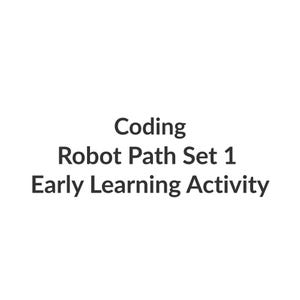 May include: White background with the text "Coding Robot Path Set 1 Early Learning Activity" in black, promoting educational toys and activities for children. The text is centered and clearly legible.