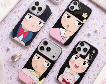 Cute Anime Girl Phone Case, Kawaii Cartoon Phone Case, Cute Character Phone Cover, Japanese Anime Case, Girly Aesthetic Phone Case