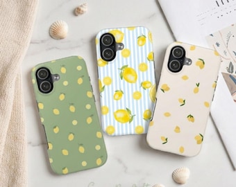 Yellow Lemon Phone Case | Fresh Minimal Citrus Pattern | iPhone, Samsung Galaxy, Summer Phonecase for iPhone Samsung
