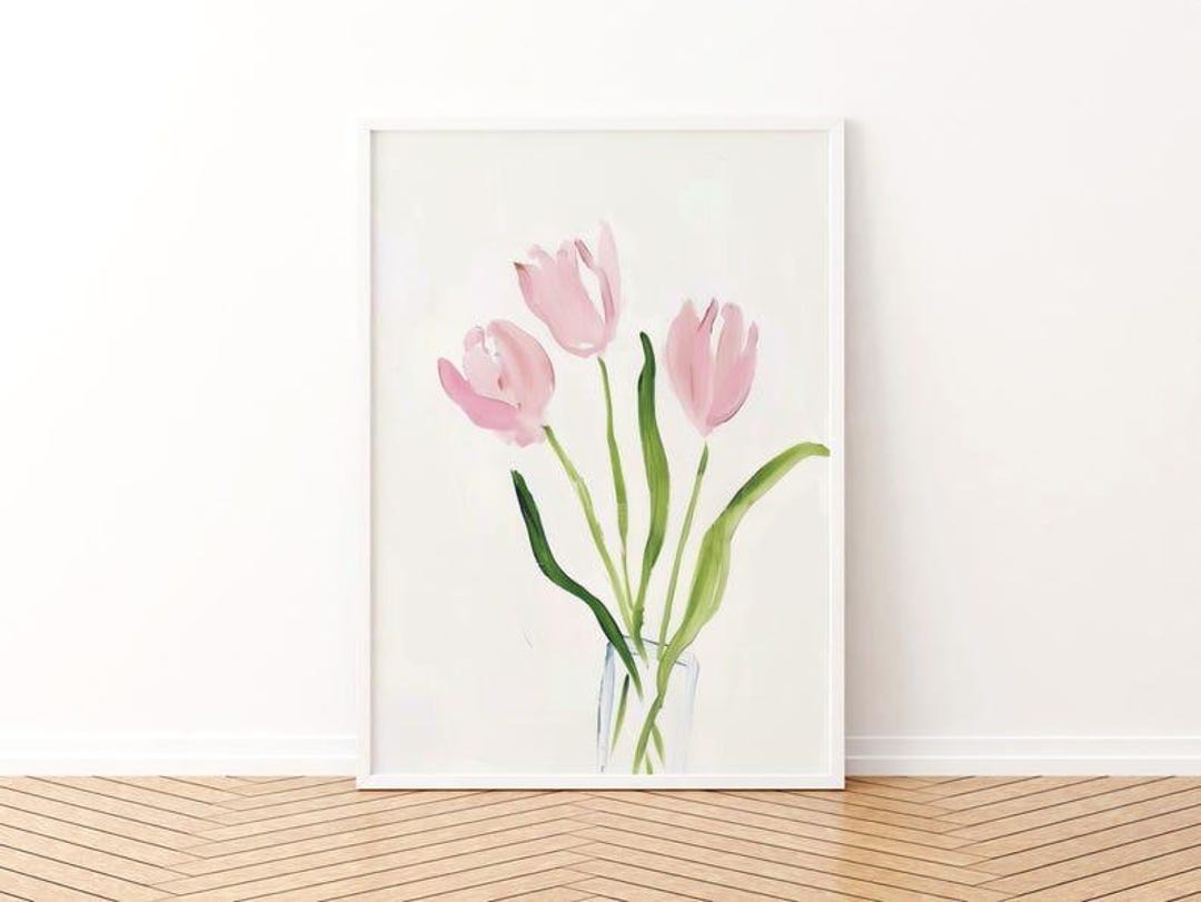 Pink Tulip Painting,dorm Room Printable Wall Art , Summer Home Decor - Etsy
