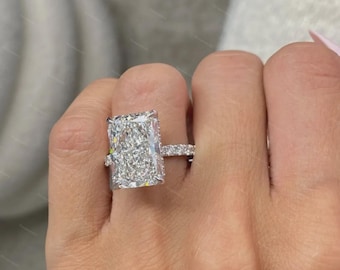 6CT Radiant Cut Lab Grown Diamond för kvinnor, förlovningsring i 14K vitt guld, IGI-certifierad
