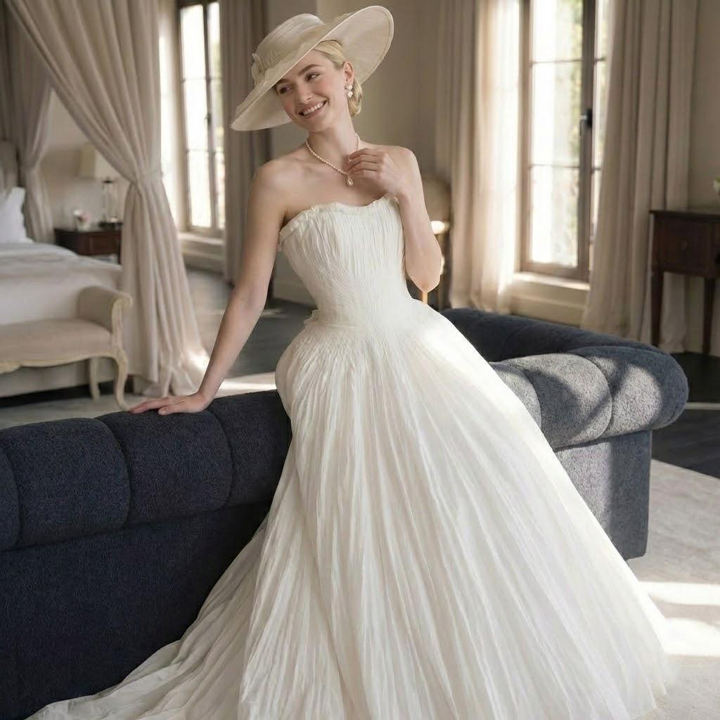 white christmas dresses Straps Plunging Pleated Chiffon Long Train Wedding Dress main image 0