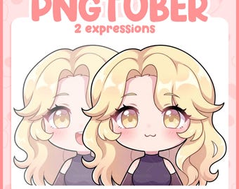 Blonde Chibi PNGTuber Avatar – Anime Streamer, VTuber Asset (Digital Download)