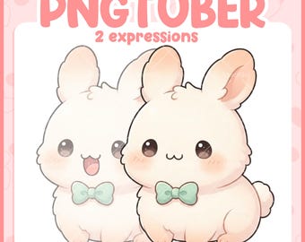 Rabbit PNGTuber Model – Cute Chibi Avatar for Twitch, Discord & VTubers (Digital Download)