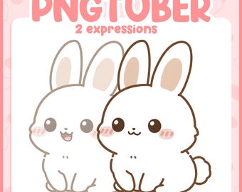 Bunny PNGTuber Model – Chibi Rabbit Avatar for Twitch & Discord (Digital Download)
