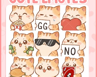 Orange Cat Twitch Emotes | Ginger Streamer Pack (9) (Digital Download