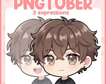 Dark Haired Chibi PNGTuber Avatar – Anime Girl for Twitch Streams (Digital Download)