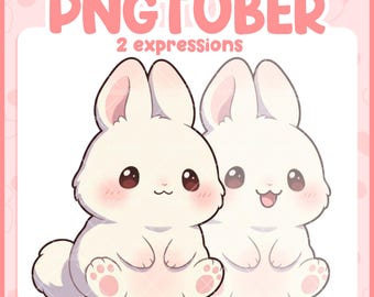 Cute Bunny PNGTuber – Chibi Rabbit Avatar for Twitch, Discord & VTuber Streaming (Digital Download)
