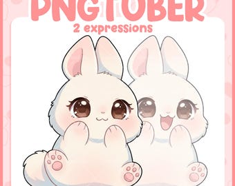 Bunny Girl PNGTuber – Cute Chibi Anime Avatar for Twitch, Discord & VTubers (Digital Download)