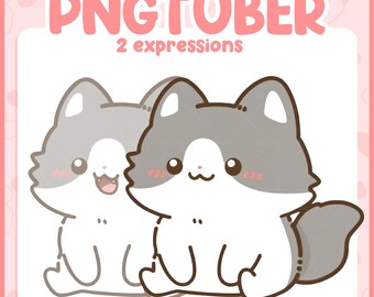 Chibi Cat PNGTuber Avatar – Simple Kitty for Twitch, Discord (Digital Download)