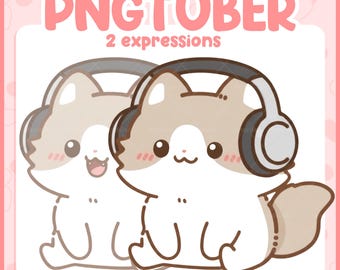 Chibi Cat PNGTuber Avatar – Brown Kitty Streamer Model (Digital Download)