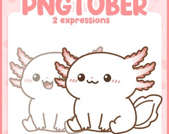 White Axolotl PNGTuber Model – Chibi Aquatic Avatar for Twitch & Discord (Digital Download)