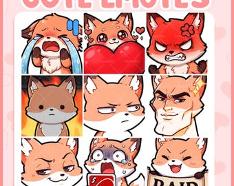 12 FOX  Emotes, Cozy Streamer PNG Emotes, Anime Twitch Discord Emotes, Cute Gaming Emotes, 12 PNG Emotes, Digital Download