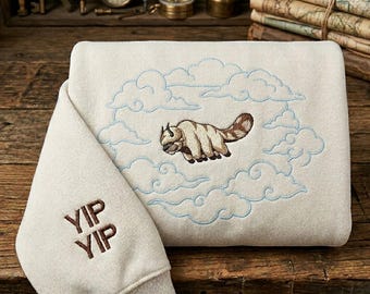 Sudadera Appa bordada, camiseta Flying Bison, sudadera con capucha bordada de anime, regalo estético de anime para fans