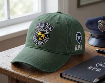 Embroidered Resident Evil R.P.D. Cap, Resident Evil Hat, Game Cosplay Gift, Survival Horror Gamer Dad Hat, Raccoon City Police Washed Cap