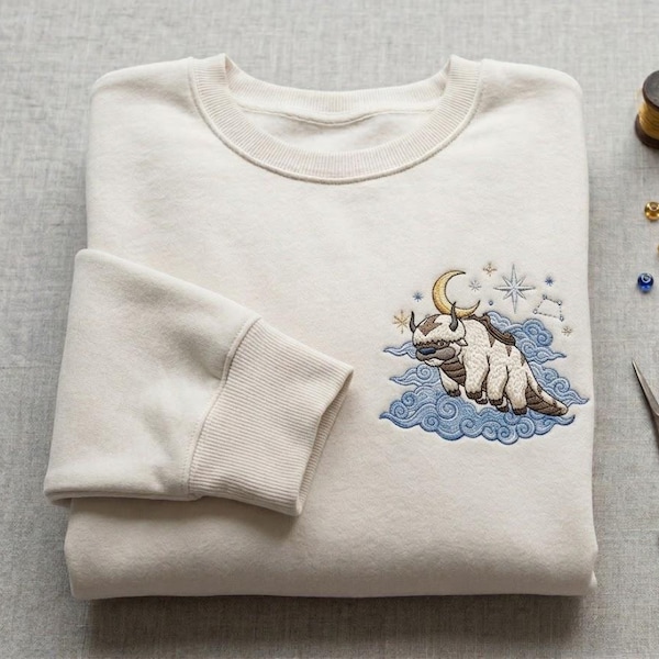 Embroidered Appa Sweatshirt, Flying Bison Shirt, Movie Embroidered Hoodie, Movie Aesthetic Gift for Fans