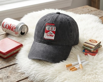 Embroidered Pass Me A Fridge Cig Hat, Funny Diet Coke Lover, Soda Box Pop Art Baseball Cap, Relatable Humor Dad Hat, Caffeine Addict Gear