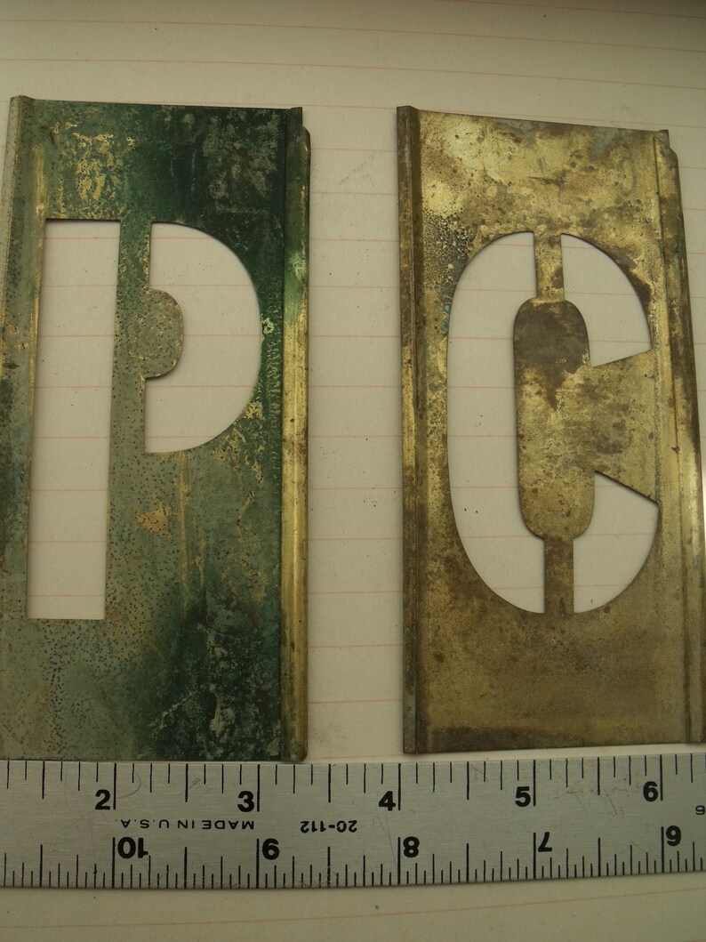 Vintage Brass Stencils Letters 3 Finished Size Etsy