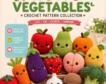 40 Fruit Groente Haakpatroon Bundel PDF Amigurumi Voedsel Haakpatronen Appel Aardbei Wortel Pompoen Digitale download