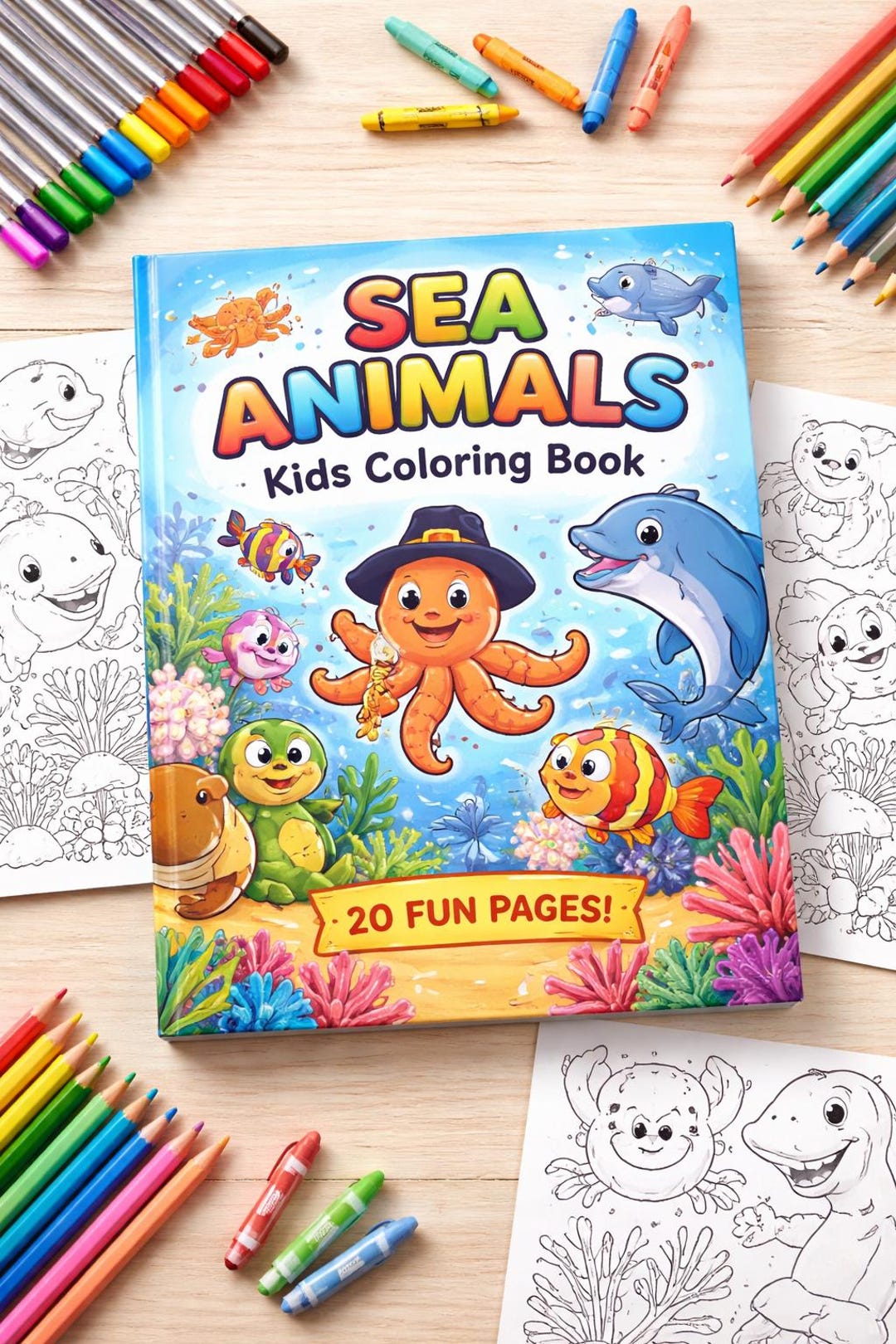 Ocean Animals Coloring Book for Toddlers – Ocean Creatures Pages Ages 2 ...