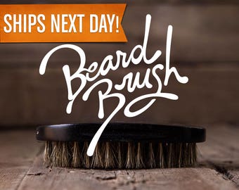 BEARD BRUSH, Black solid wood w/Boar Bristles, Perfect for beard care and beard grooming.