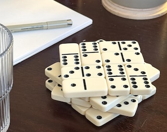 Domino Coaster Set - 4 Coasters Ivory and Black