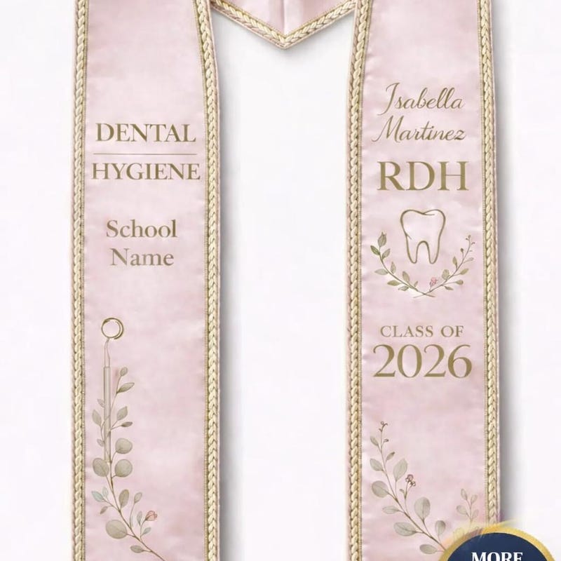 Dental Hygiene Graduation Stole, Personalized RDH Stole, Class Of 2026 Custom Dentist Hygienist Sash