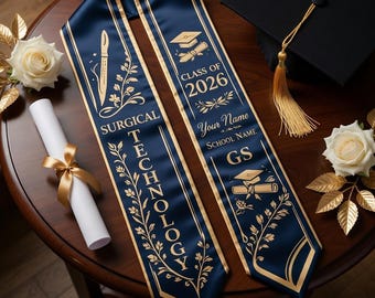 Surgical Technology Graduation Stole Personalized, Custom Surg Tech Stole, Class of 2026 Medical Graduation Sash Gift