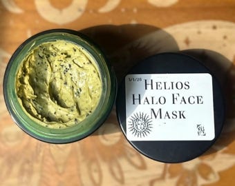 Máscara Facial Herbal Helios Halo | Máscara de Argila Orgânica | Cuidados com a Pele Veganos | Tratamento Facial com Máscara | Argila Facial Natural