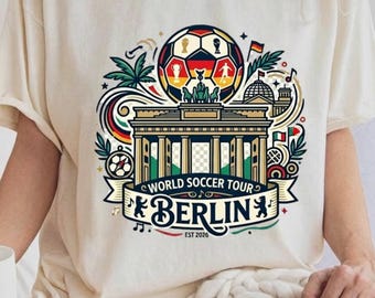 Berlin Soccer Tee, Global Soccer Football Graphic Shirt, Vintage Travel Style