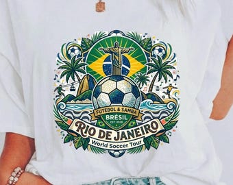 Rio De Janeiro Brazil Soccer Tour Shirt, Football & Samba Graphic Tee