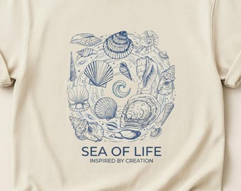 Seashell T Shirt, Ocean Graphic Tee, Marine Life Illustration, Coastal Beach Shirt