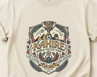 Kahire World Soccer Tour T Shirt, Egyptian Football Graphic Tee