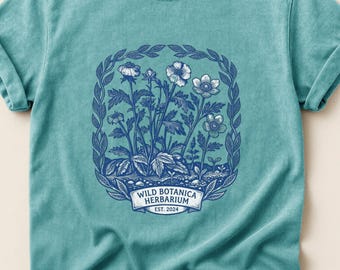 Botanical Herbarium T Shirt, Wildflower Garden Graphic Tee, Nature Lover Gift