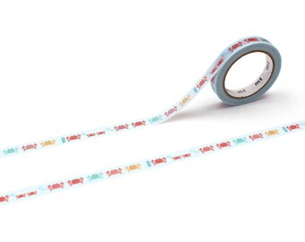 Krabbe mt ex Washi Tape: Blau weißes Muster, 7 mm x 7 m
