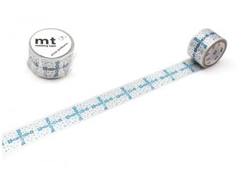 Mina Blooming Night mt Washi Tape: Blue Floral Pattern, 24mm x 3m