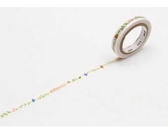 Washi-tape, bloemdessin, Japans papier (7 mm x 7 m)