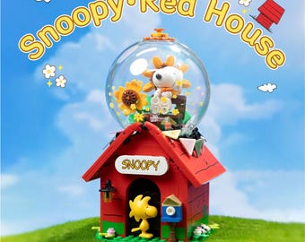 Juego de bloques de construcción Peanuts, escena de figuras en miniatura, Casa Roja de Snoopy