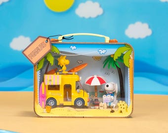 Jeu de construction Peanuts, scène de figurines miniatures, valise Snoopy