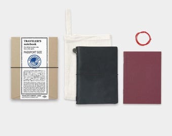 Traveler's Notebook Passport Size Starter Kit, Schwarz