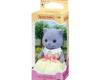 Perserkatze Mädchen Figur: Graues Fell, Gelbes Kleid - Poseable Toy