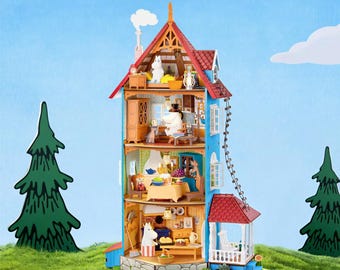 Kit maison de poupée miniature Moomin x Rolife, puzzle 3D en bois, maison Moomin