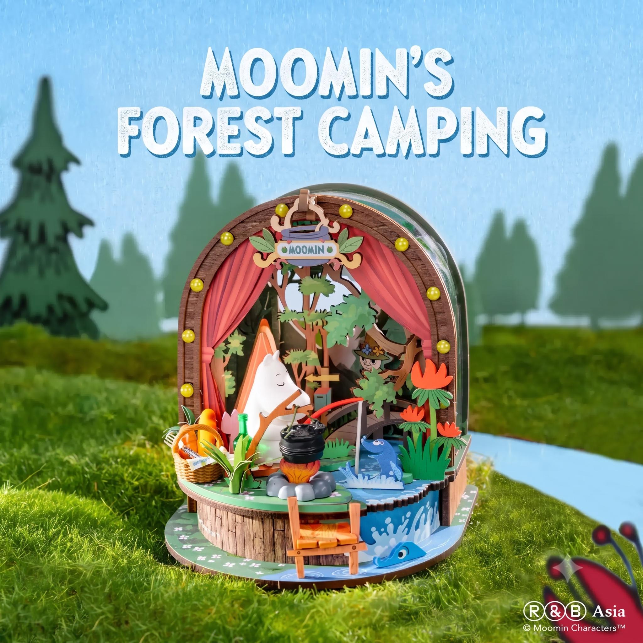 Moomin x Rolife Miniature Dollhouse Kit, 3D Wooden Puzzle, Adventure Forest Camping