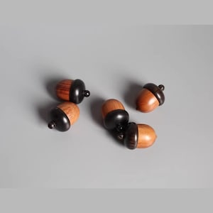 Ebony Wood Acorn Locket Pendant (Tiny Treasure Container, Screw Top)