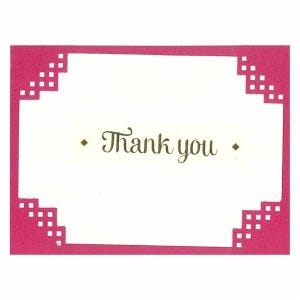 a pink frame with a white border, and inside the frame, there is a message that says "Thank you".