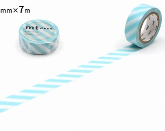 MT Washi Tape Mint Blue Stripes - Easy Tear, Clean Peel