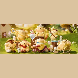 Pompompurin Childhood Seasons-serien Blind Box, dockhusminiatyr, Autentisk Sanrio